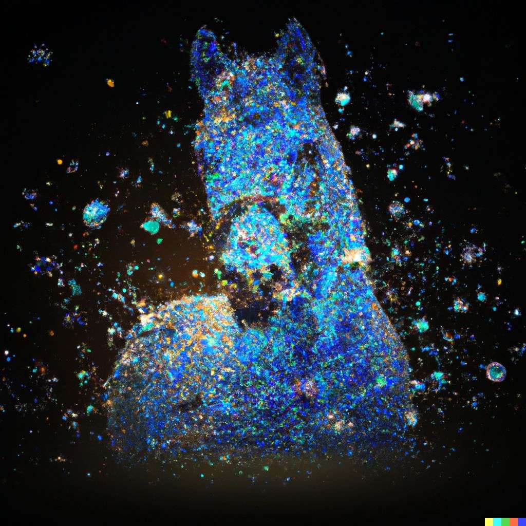 a horse, covered in exploding crystals